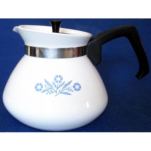  CorningWare Corning Ware Blue Cornflower 6 Cup Tea Pot With Metal Lid and Metal Tea Ball