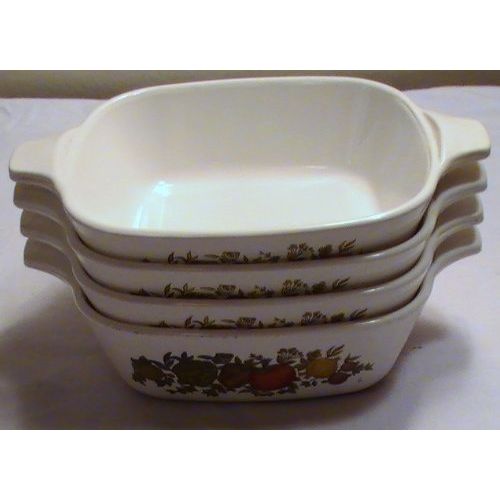  Vintage Corning Ware Spice of Life Individual Casseroles - P-41-B - Set of 4