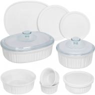 CorningWare French White 12 Piece Ceramic Bakeware Set Microwave, Oven, Fridge, Freezer, and Dishwasher Safe Resists Chipping and Cracking Doesnt Absorb Food Odors and Stains