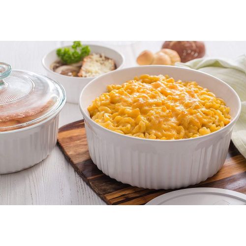  CorningWare French White 12 Piece Ceramic Bakeware Set Microwave, Oven, Fridge, Freezer, and Dishwasher Safe Resists Chipping and Cracking Doesnt Absorb Food Odors and Stains