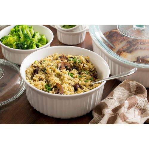  CorningWare French White 12 Piece Ceramic Bakeware Set Microwave, Oven, Fridge, Freezer, and Dishwasher Safe Resists Chipping and Cracking Doesnt Absorb Food Odors and Stains