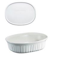 CorningWare French White 1.5 Quart Oval Casserole Bundle: 1.5 Oval with Plastic Lid: Kitchen & Dining