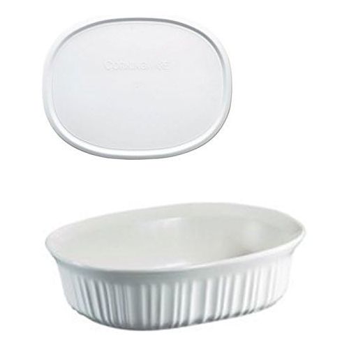  CorningWare French White 1.5 Quart Oval Casserole Bundle: 1.5 Oval with Plastic Lid: Kitchen & Dining