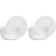 CorningWare French White 24-Ounce Round Dish with Plastic Cover, Pack of 2 Dishes