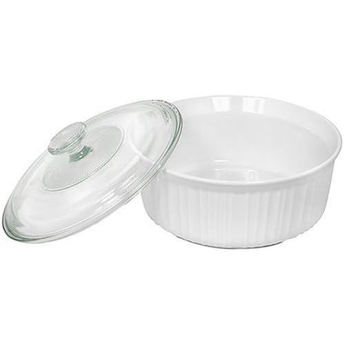  CorningWare French White 2-1/2-Quart Round Casserole Dish with Glass Cover