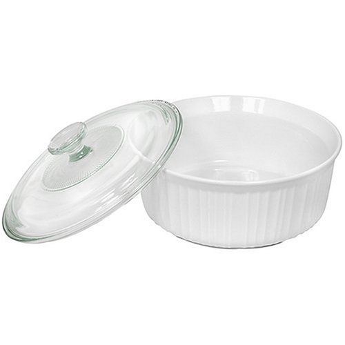  CorningWare French White 2-1/2-Quart Round Casserole Dish with Glass Cover