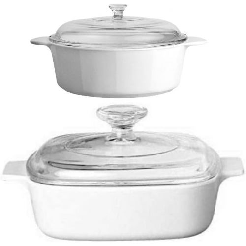  Corningware StoveTop Pyroceram Just White Casserole 4-pc Set by CorningWare