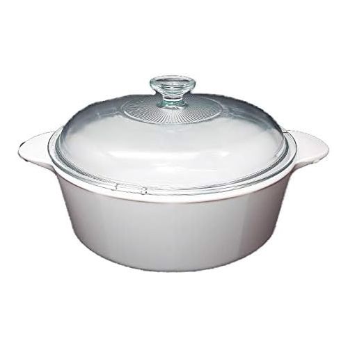  CorningWare Pyroceram Classic Casserole Dish with Glass Cover, White, Round, 3.5 Quart, 3.25 Liter (Large)