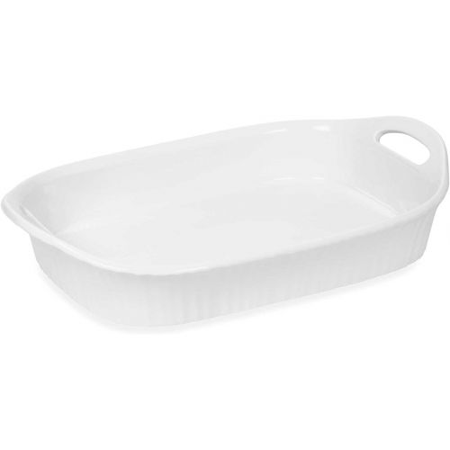  CorningWare French White III 3-Quart Ceramic Oblong Casserole Dish with Sleeve Oven, Microwave, Refrigerator and Freezer Safe