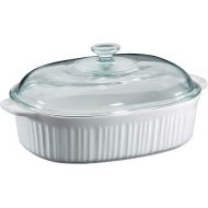 [아마존베스트]CorningWare 6002278 French White 4 Quart Oval Casserole W/Glass Cover (2-Pack)