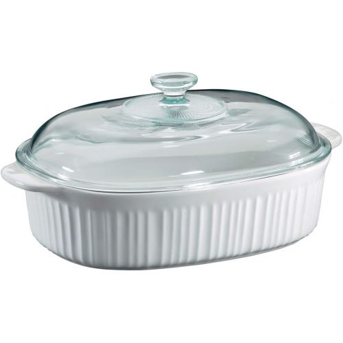  [아마존베스트]CorningWare 6002278 French White 4 Quart Oval Casserole W/Glass Cover (2-Pack)