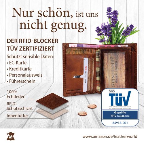  [아마존 핫딜]  [아마존핫딜]Leder Geldbeutel Manner TV-gepruefter RFID Blocker I Herren Geldboerse mit Muenzfach I schlankes Portemonnaie braun Geschenkbox Corno d´Oro 32009NC