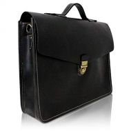 [아마존핫딜]Corno d´Oro Herren Leder Aktentaschen, grosse Umhangetasche bis 15.6 Zoll Laptoptasche, leichte Schultertasche Vintage Echtleder schwarz PB36