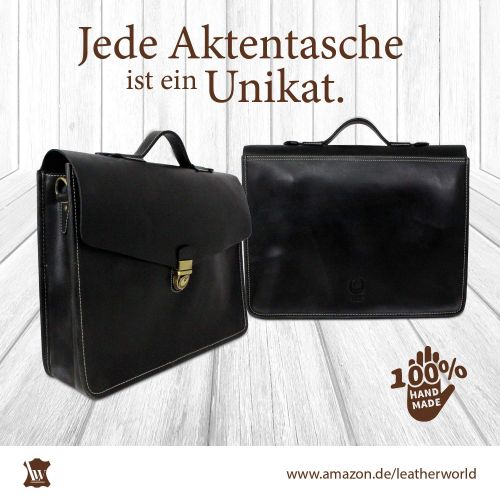  [아마존 핫딜]  [아마존핫딜]Corno d´Oro Herren Leder Aktentaschen, grosse Umhangetasche bis 15.6 Zoll Laptoptasche, leichte Schultertasche Vintage Echtleder schwarz PB36