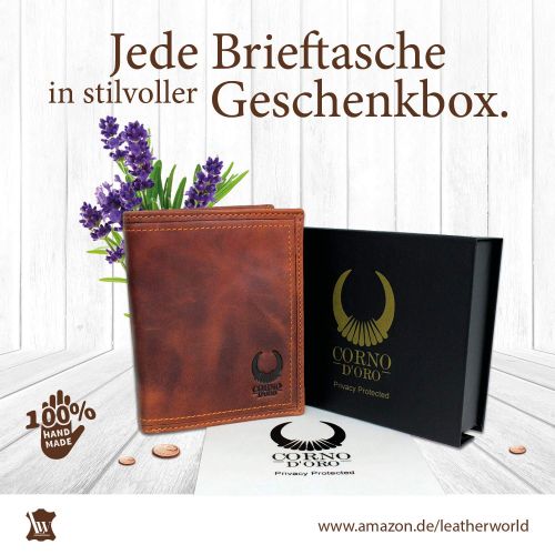  [아마존 핫딜]  [아마존핫딜]Leder Geldboerse Herren Gross I XL Geldbeutel Manner TUEV-gepruefter RFID Blocker I Vintage Portemonnaie braun im Geschenkbox Corno d´Oro 30006NC