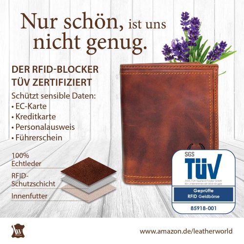  [아마존 핫딜]  [아마존핫딜]Leder Geldboerse Herren Gross I XL Geldbeutel Manner TUEV-gepruefter RFID Blocker I Vintage Portemonnaie braun im Geschenkbox Corno d´Oro 30006NC