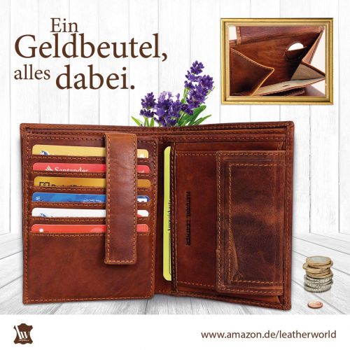  [아마존 핫딜]  [아마존핫딜]Leder Geldboerse Herren Gross I XL Geldbeutel Manner TUEV-gepruefter RFID Blocker I Vintage Portemonnaie braun im Geschenkbox Corno d´Oro 30006NC