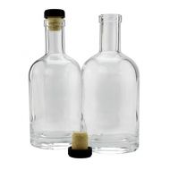 Cornucopia Brands 12-Ounce Liquor Bottles (2-Pack); Clear Glass Bottles w/T-Top Synthetic Corks