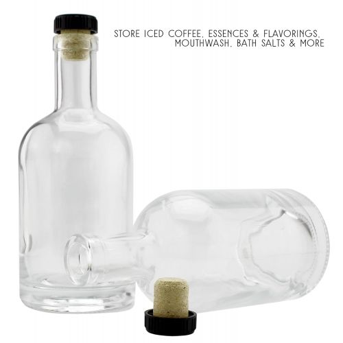  Cornucopia Brands 12-Ounce Liquor Bottles (2-Pack); Clear Glass Bottles w/T-Top Synthetic Corks