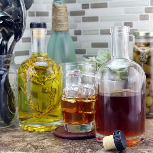  Cornucopia Brands 12-Ounce Liquor Bottles (2-Pack); Clear Glass Bottles w/T-Top Synthetic Corks