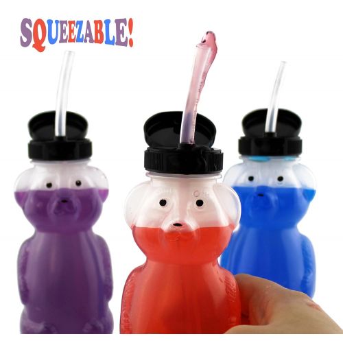  [아마존베스트]Cornucopia Brands Honey Bear Straw Cups (3-Pack); 8-Ounce Therapy Sippy Bottles w/Flexible Straws