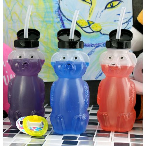  [아마존베스트]Cornucopia Brands Honey Bear Straw Cups (3-Pack); 8-Ounce Therapy Sippy Bottles w/Flexible Straws