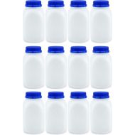 Cornucopia Brands 8-Ounce Plastic Milk Bottles (12-Pack); HDPE Bottles Great for Milk, Juice, Smoothies, Lunch Box & More, BPA-Free, Dishwasher-Safe, BPA-free