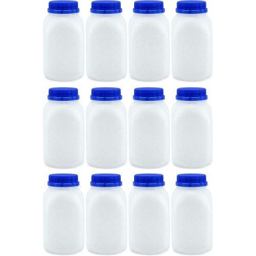  Cornucopia Brands 8-Ounce Plastic Milk Bottles (12-Pack); HDPE Bottles Great for Milk, Juice, Smoothies, Lunch Box & More, BPA-Free, Dishwasher-Safe, BPA-free