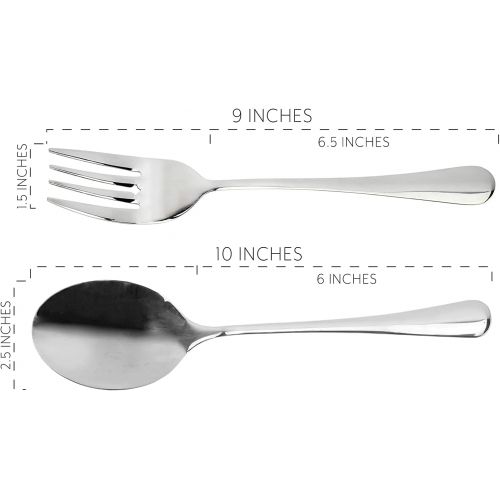  [아마존베스트]Cornucopia Brands Serving Spoons & Large Serving Forks Set (4 pack, 2 of each); Buffet & Banquet Style Elegant Classic Serving Utensils, Durable Stainless Steel w/Mirrored Finish (4-piece set)