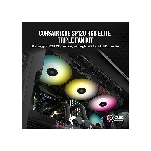 커세어 CORSAIR iCUE SP120 RGB ELITE Performance 120mm PWM Triple Fan Kit with iCUE Lighting Node CORE - Black