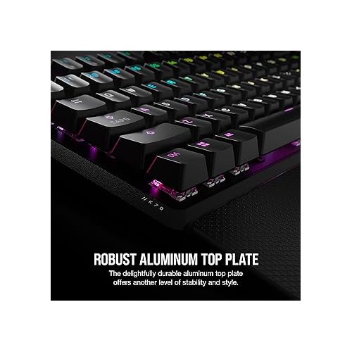 커세어 CORSAIR K70 CORE RGB Mechanical Gaming Keyboard with Palmrest - Pre-lubricated Corsair MLX Red Linear Keyswitches - Sound Dampening - Media Control Dial - iCUE Compatible - QWERTY NA Layout - Black