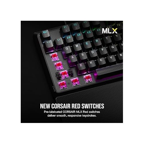 커세어 CORSAIR K70 CORE RGB Mechanical Gaming Keyboard with Palmrest - Pre-lubricated Corsair MLX Red Linear Keyswitches - Sound Dampening - Media Control Dial - iCUE Compatible - QWERTY NA Layout - Black