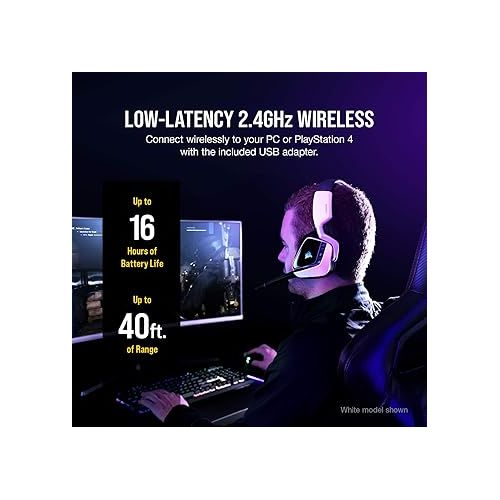 커세어 CORSAIR VOID RGB ELITE Wireless Gaming Headset - 7.1 Surround Sound - Omni-Directional Microphone - Microfiber Mesh Earpads - Up to 40ft Range - iCUE Compatible - PC, Mac, PS5, PS4 - Carbon