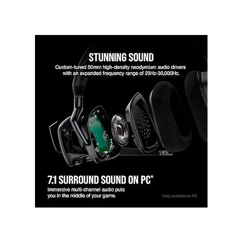 커세어 CORSAIR VOID RGB ELITE Wireless Gaming Headset - 7.1 Surround Sound - Omni-Directional Microphone - Microfiber Mesh Earpads - Up to 40ft Range - iCUE Compatible - PC, Mac, PS5, PS4 - Carbon