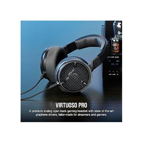 커세어 Corsair Virtuoso PRO Wired Open Back Gaming Headset - Detachable Uni-Directional Microphone - 50mm Graphene Drivers - 20Hz-40 kHz Frequency Response - Carbon