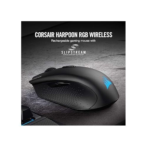 커세어 CORSAIR HARPOON WIRELESS RGB Gaming Mouse - 10,000 DPI - 6 Programmable Buttons - Lightweight - Bluetooth - USB - Black