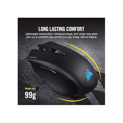 커세어 CORSAIR HARPOON WIRELESS RGB Gaming Mouse - 10,000 DPI - 6 Programmable Buttons - Lightweight - Bluetooth - USB - Black