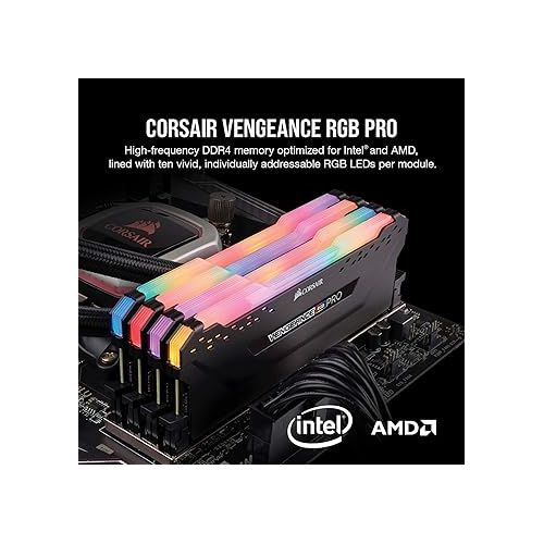 커세어 Corsair VENGEANCE RGB PRO DDR4 32GB (2x16GB) 3600MHz CL18 Intel XMP 2.0 iCUE Compatible Computer Memory - Black (CMW32GX4M2D3600C18)