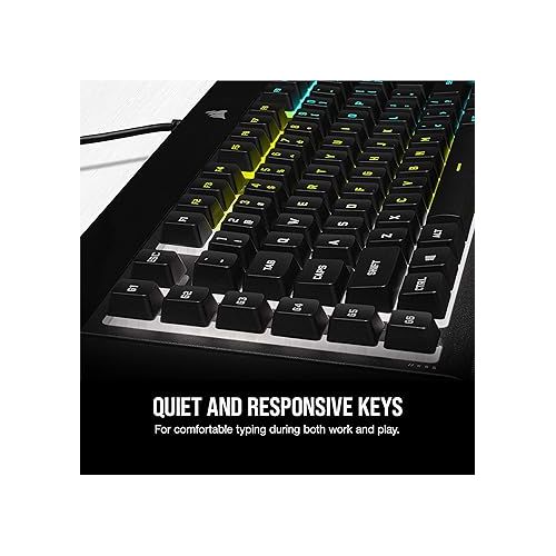 커세어 CORSAIR K55 RGB PRO-Dynamic RGB Backlighting - Six Macro Keys with Elgato Stream Deck Software Integration-IP42 Dust and Spill Resistant-Detachable Palm Rest-Dedicated Media and Volume Keys, Black