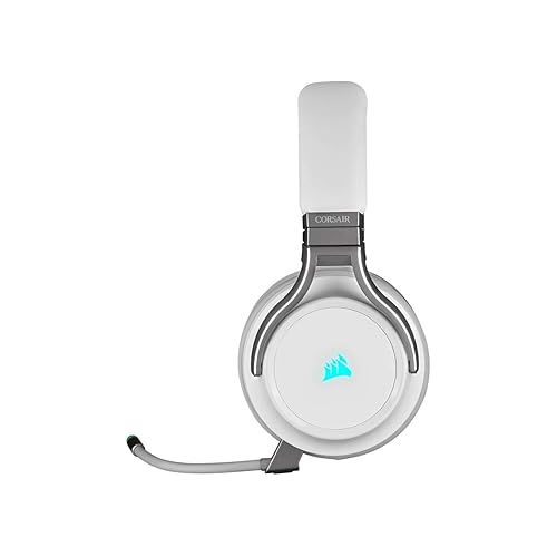 커세어 Corsair Virtuoso RGB Wireless Gaming Headset - High-Fidelity 7.1 Surround Sound w/Broadcast Quality Microphone - Memory Foam Earcups - 20 Hour Battery Life - Works with PC, PS5, PS4 - White, Premium