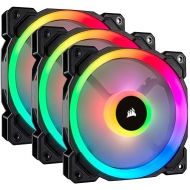 Corsair LL Series LL120 RGB 120mm Dual Light Loop RGB LED PWM Fan 3 Fan Pack with Lighting Node Pro (CO-9050072-WW), Black, Compatible with Desktop