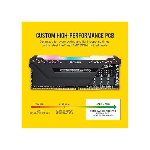 커세어 Corsair VENGEANCE RGB PRO DDR4 16GB (2x8GB) 3200MHz CL16 Intel XMP 2.0 iCUE Compatible Computer Memory - Black (CMW16GX4M2C3200C16)