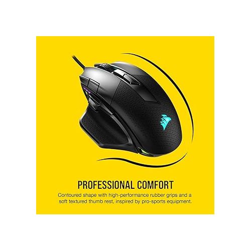 커세어 CORSAIR NIGHTSWORD RGB Gaming Mouse For FPS, MOBA - 18,000 DPI - 10 Programmable Buttons - Weight System - iCUE Compatible - Black