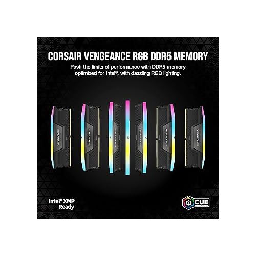 커세어 CORSAIR VENGEANCE RGB DDR5 RAM 32GB (2x16GB) 6000MHz CL36 Intel XMP iCUE Compatible Computer Memory - Black (CMH32GX5M2D6000C36)