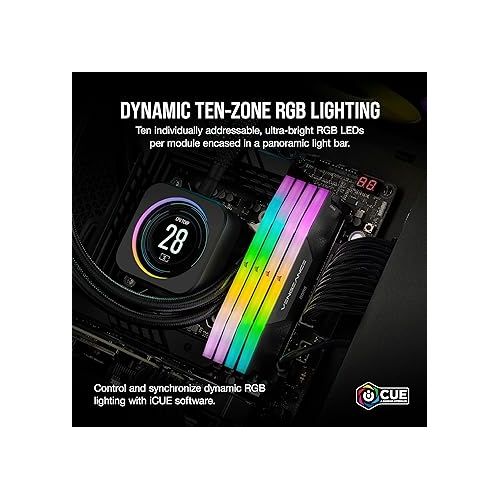 커세어 CORSAIR VENGEANCE RGB DDR5 RAM 32GB (2x16GB) 6000MHz CL36 Intel XMP iCUE Compatible Computer Memory - Black (CMH32GX5M2D6000C36)