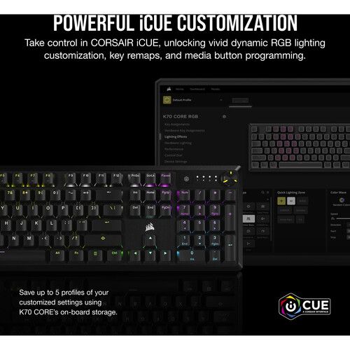 커세어 Corsair K70 CORE RGB Full Size Mechanical Gaming Keyboard (Black)