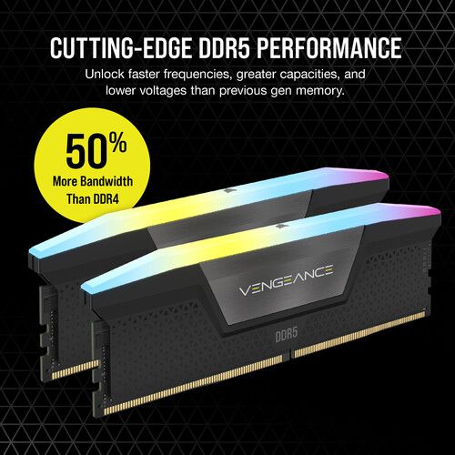 커세어 Corsair 32GB VENGEANCE RGB DDR5 6000MT/s DIMM Memory Kit (Black, 2 x 16GB)