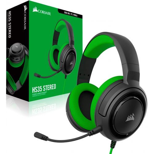 커세어 Corsair HS35 - Stereo Gaming Headset - Memory Foam Earcups - Discord Certified- Works with PC, Xbox Series X, Xbox Series S, Xbox One, PS5, PS4, Nintendo Switch, and Mobile - Green