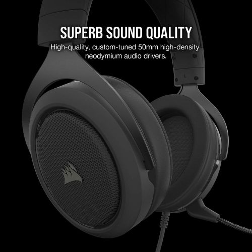 커세어 Corsair HS50 Pro - Stereo Gaming Headset - Discord Certified Headphones - Works with PC, Mac, Xbox Series X, Xbox Series S, Xbox One, PS5, PS4, Nintendo Switch, iOS and Android ? C