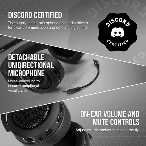 커세어 Corsair HS70 BLUETOOTH Wired Gaming Headset with Bluetooth (Wired Compatibility with Xbox/PlayStation and Wireless Bluetooth with PC/Switch/iOS/Android, Up to 30 Hours of Battery L